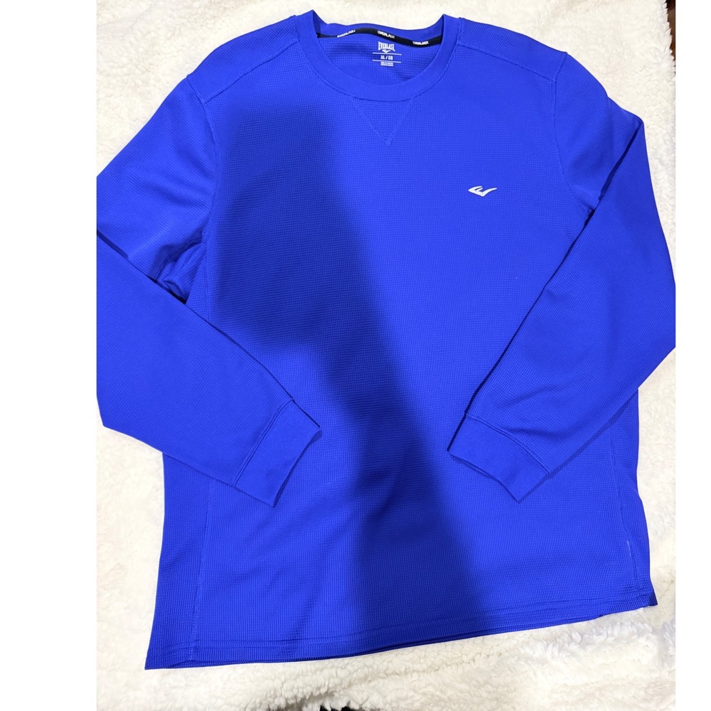 Everlast Mens Blue Waffle Knit Long Sleeve Active Training Shirt XL